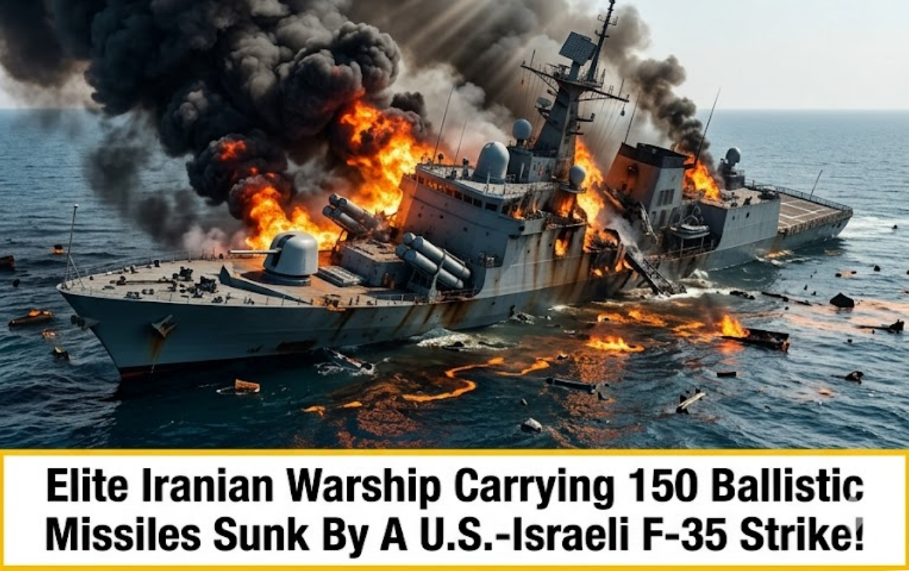 Elite Iranian Warship Carrying 150 Ballistic Missiles Sunk By A U.S.-Israeli F-35 Strike!