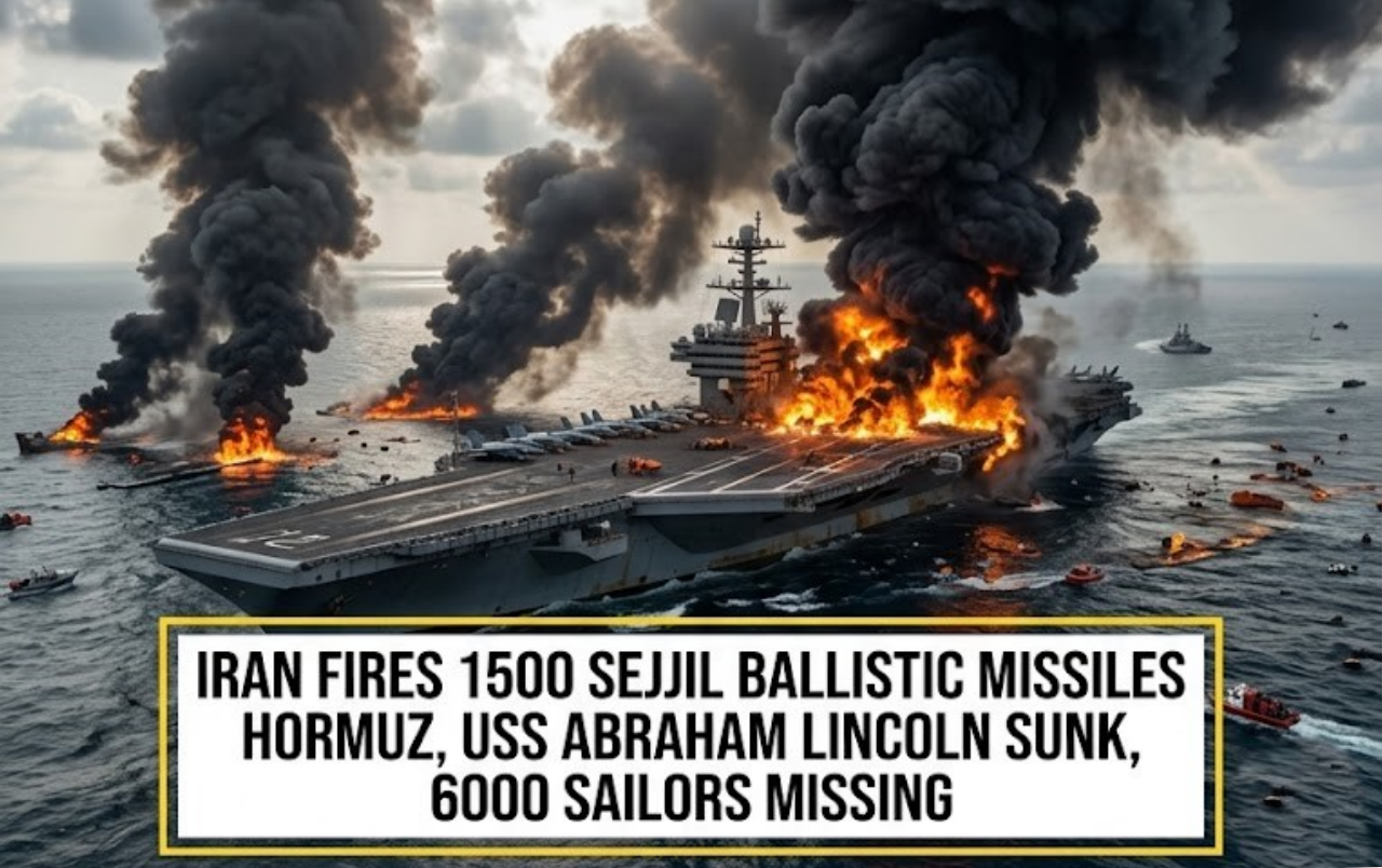 Iran FIRES 1500 Sejjil Ballistic Missile Hormuz, USS Abraham Lincoln SUNK, 6000 Sailors MISSING